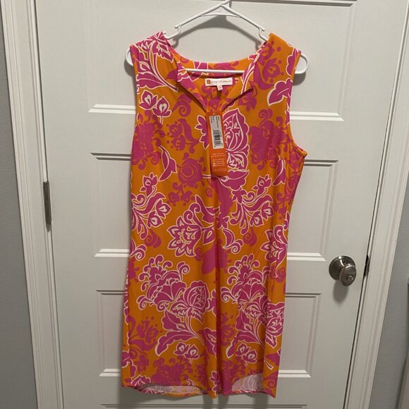 Jude Connally NWT Large Etched Floral Coral Tank Allison - Picture 1 of 7